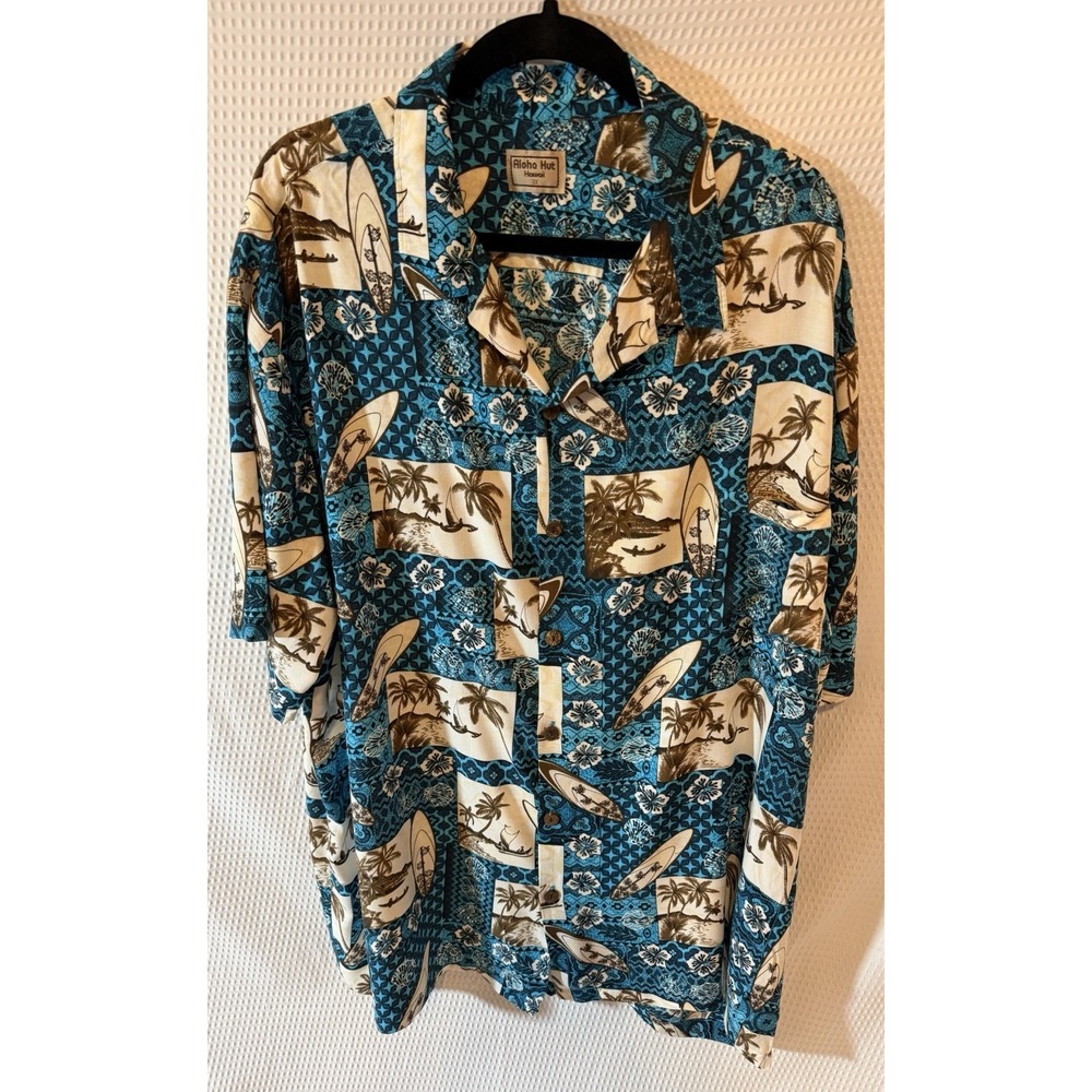 Aloha Hut Men's Rayon Floral Hawaiian Tropical Short Sleeve Button-Up Shirt 3X